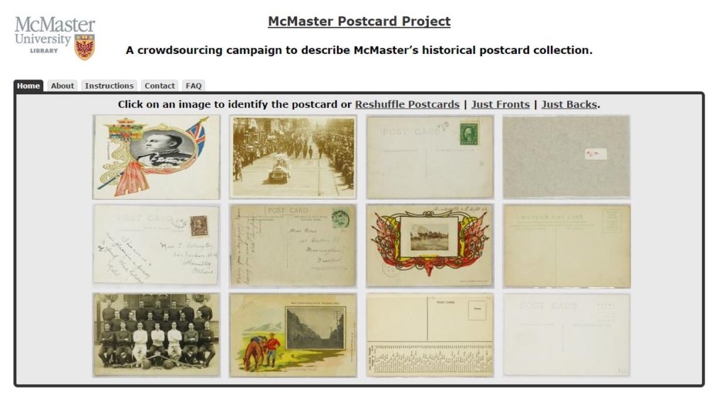 McMaster Postcard Project - Crowdsourcing Archival Transcription